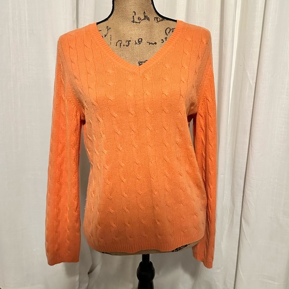 CHARTER Club 2 Ply orange Cashmere Top Size Medium - Picture 1 of 5